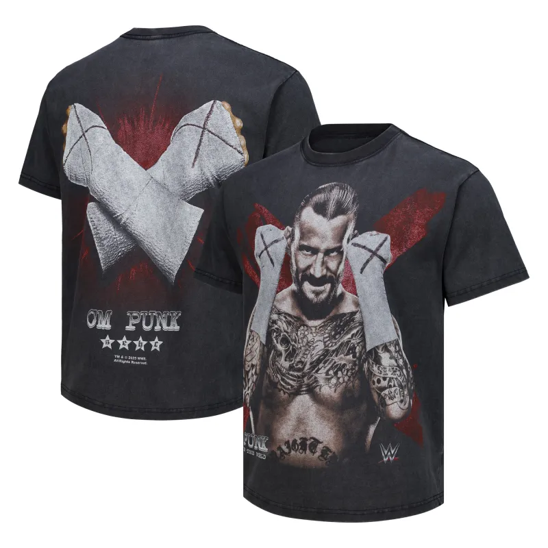 Men's Heather Black CM Punk Wrapped Up Boxy T-Shirt sold by WWE