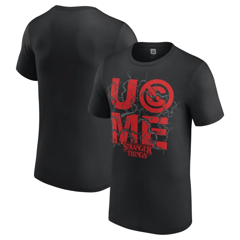 Men's  Black John Cena WWE x Stranger Things T-Shirt sold by WWE