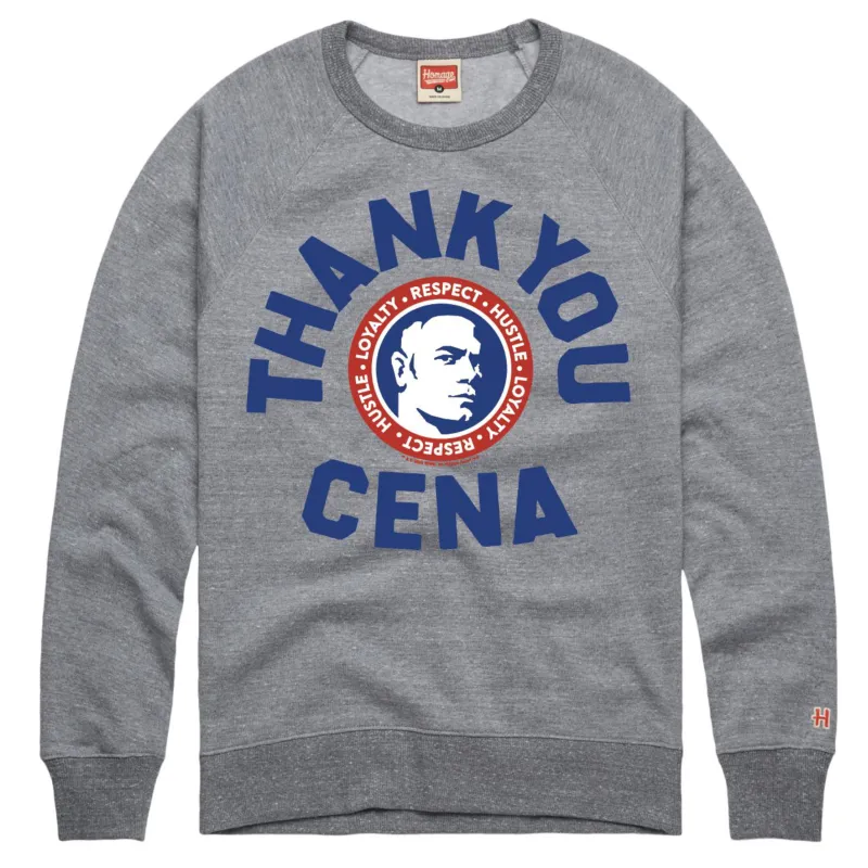 Men's Homage Gray John Cena Thank You Cena Raglan Tri-Blend Sweatshirt made by HOMAGE