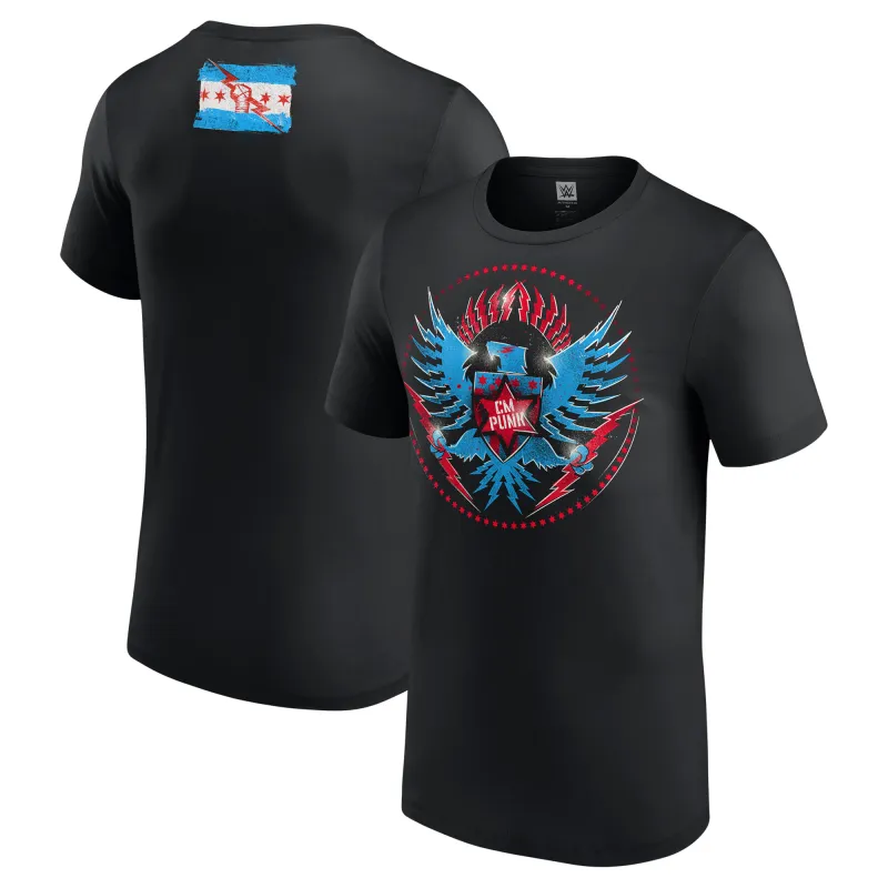 Men's Black CM Punk Official Seal T-Shirt made by WWE