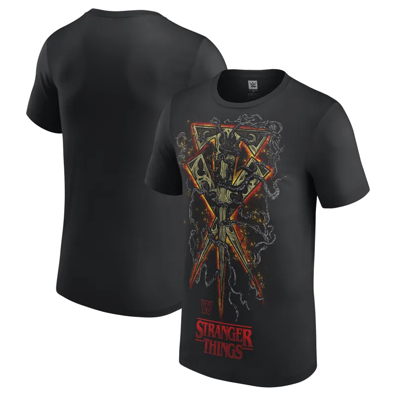 Men's  Black The Undertaker WWE x Stranger Things T-Shirt sold by WWE