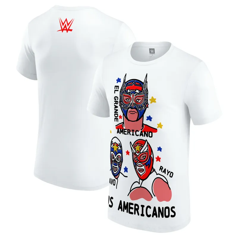 Men's White El Grande Americano Los Americanos Trio T-Shirt made by WWE