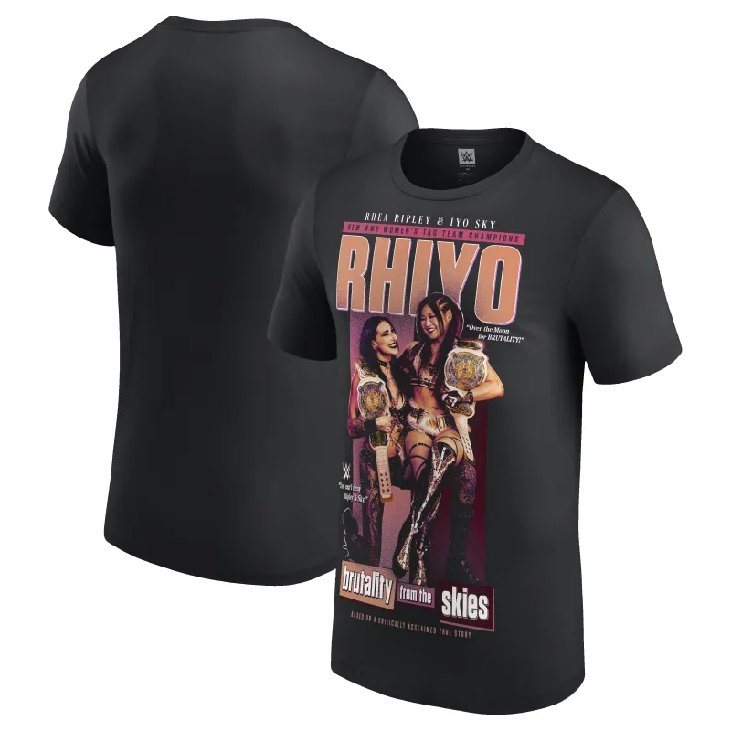 Men's Black Rhea Ripley & IYO SKY RHIYO Tag Team Champions T-Shirt sold by WWE