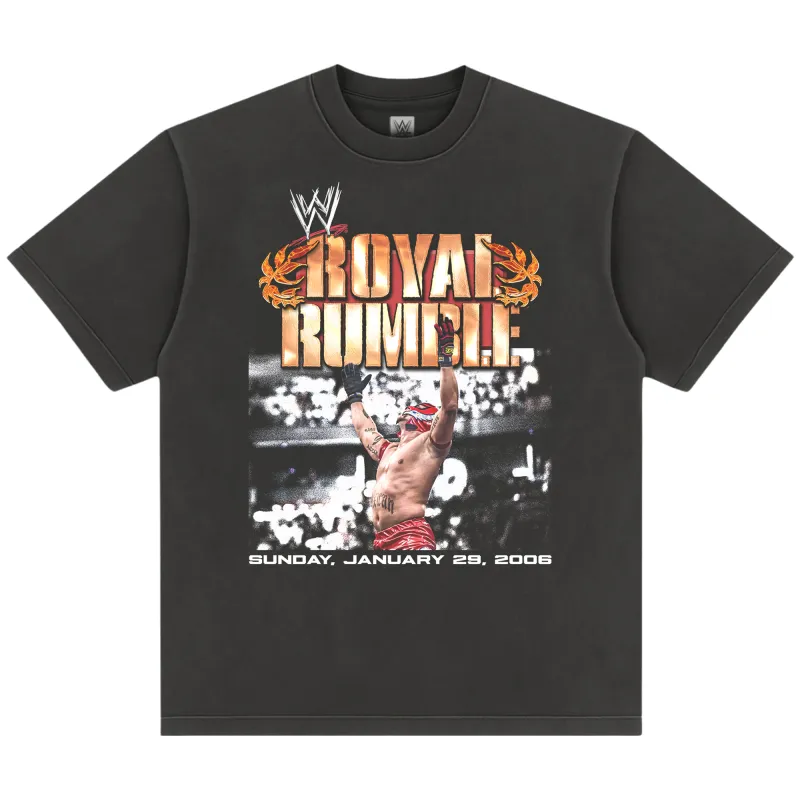 Men's Black Rey Mysterio Royal Rumble 2006 Boxy T-Shirt made by WWE