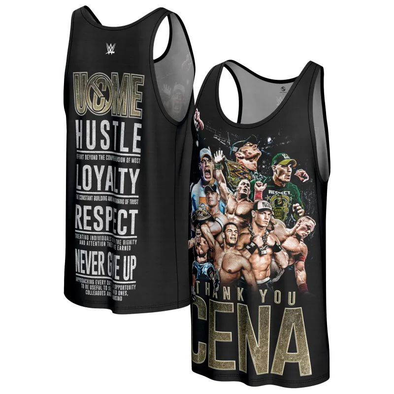 Men's ProSphere Black John Cena Thank You Tank sold by WWE