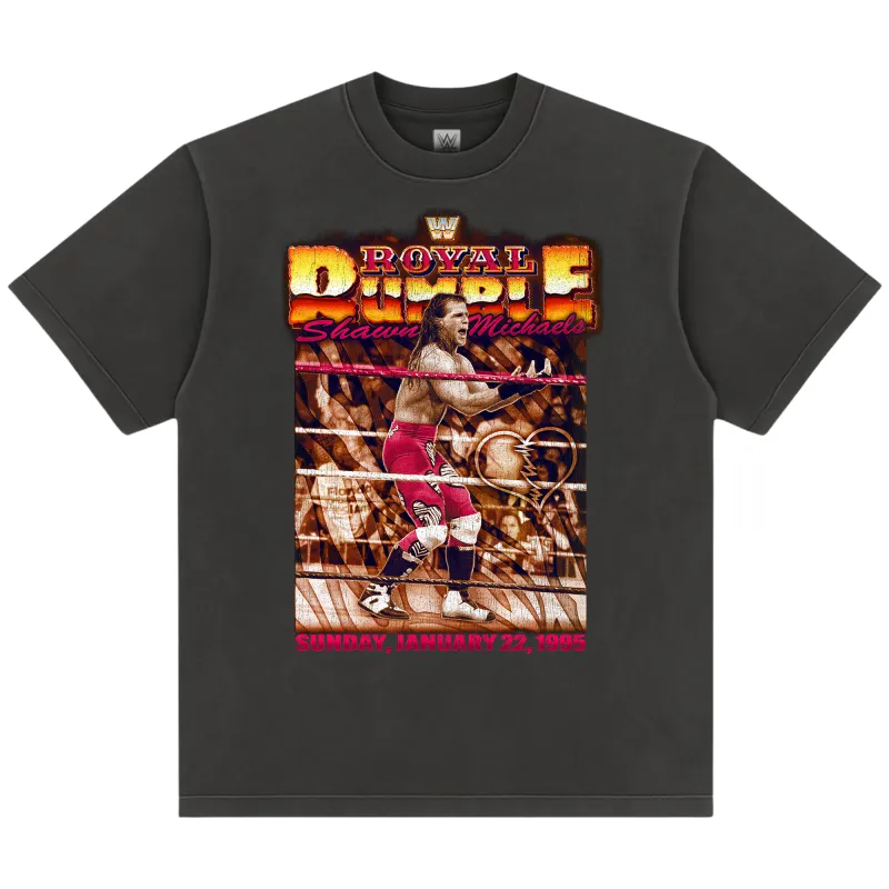 Men's Black Shawn Michaels Royal Rumble 1995 Boxy T-Shirt made by WWE