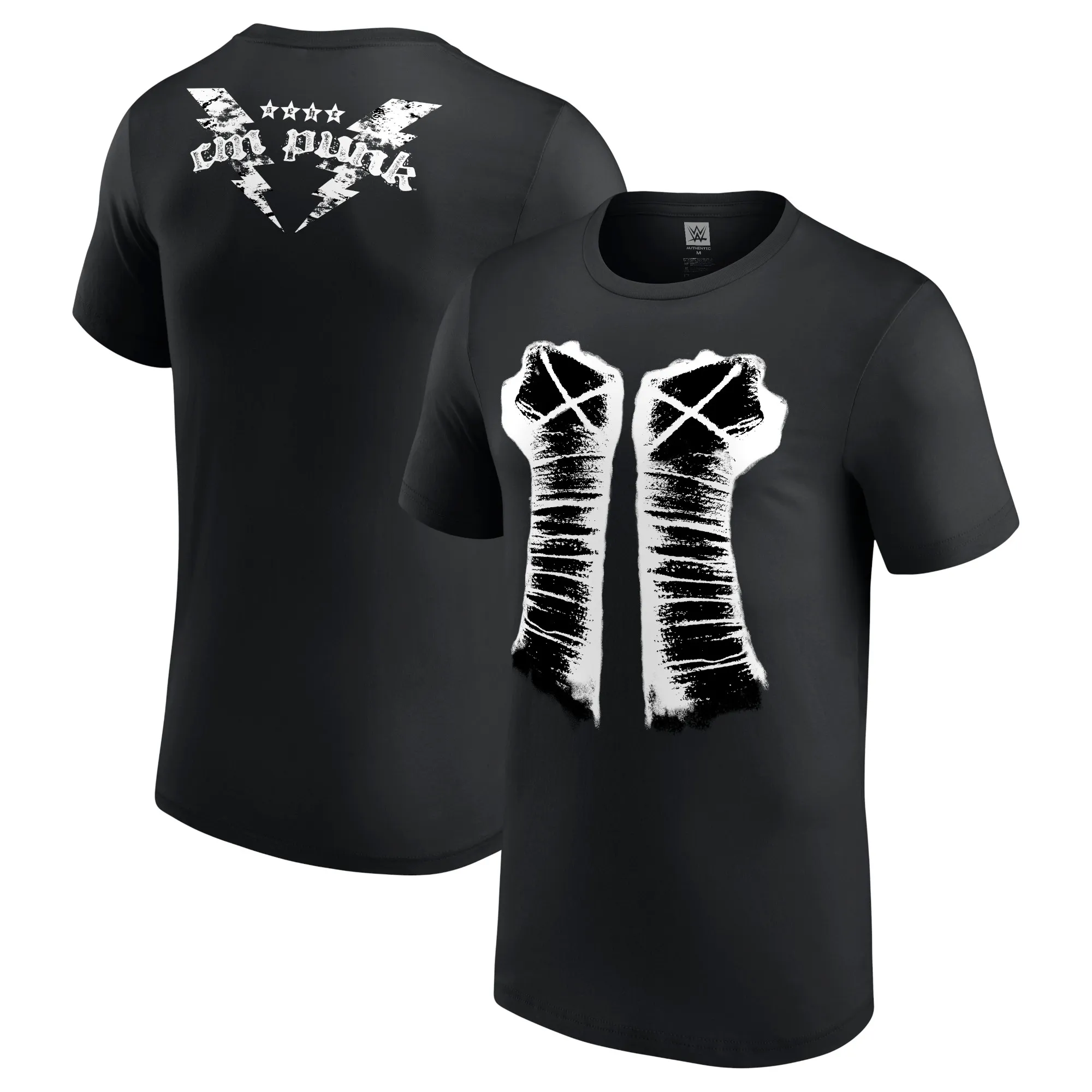 Men's Black CM Punk Fists Retro T-Shirt sold by WWE