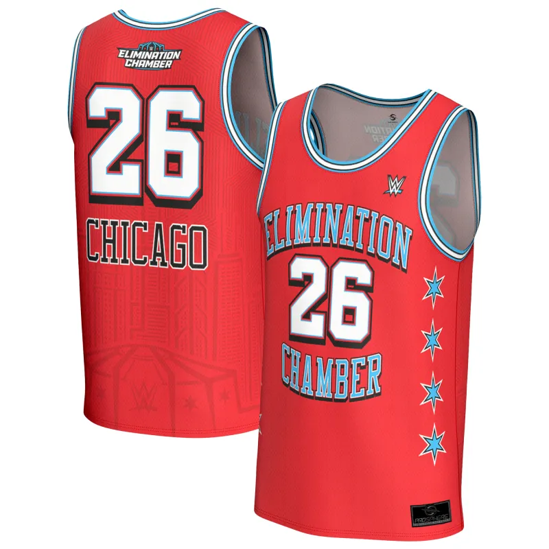 Men's ProSphere Red WWE 2026 Elimination Chamber Basketball Fashion Jersey sold by WWE