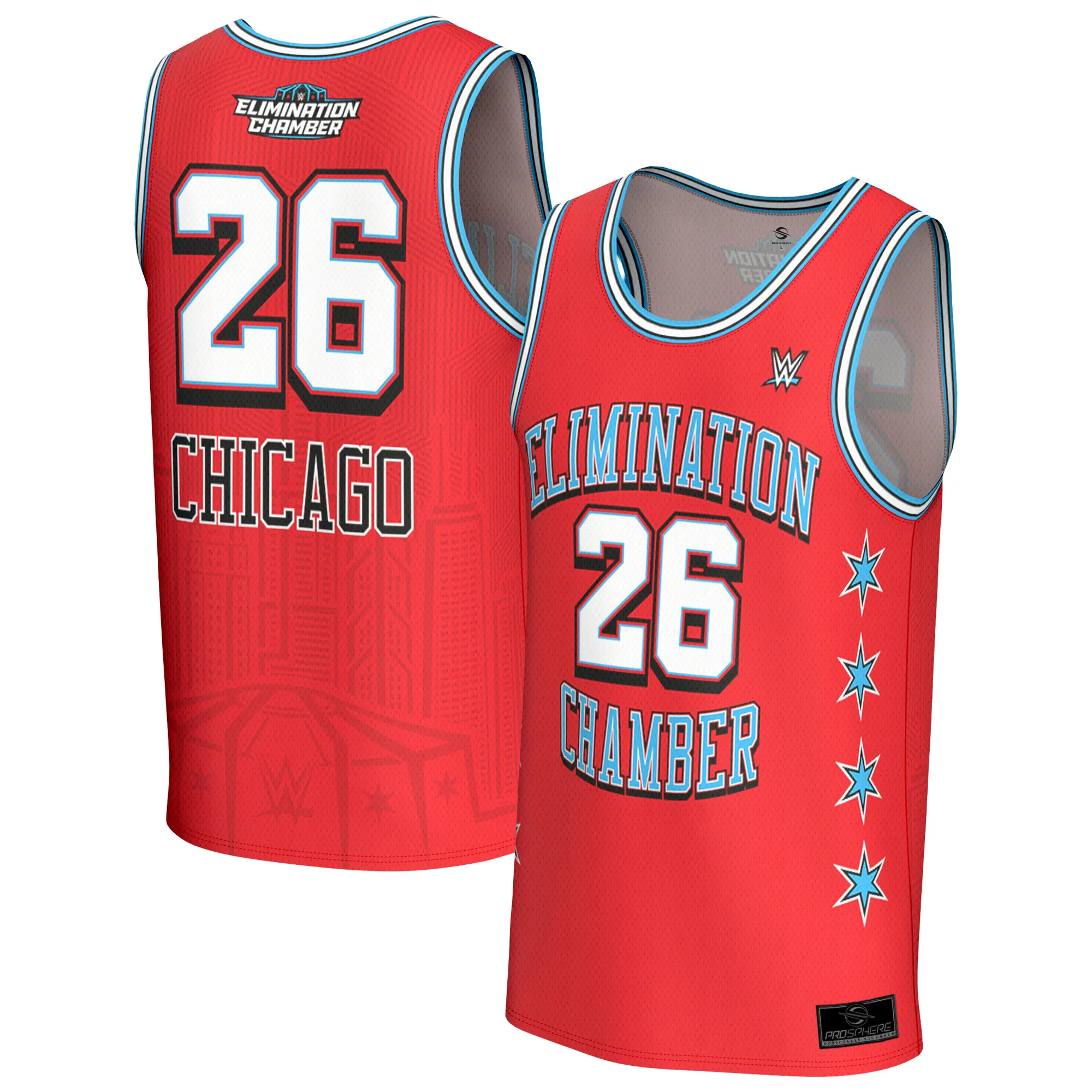 Men's ProSphere Red WWE 2026 Elimination Chamber Basketball Fashion Jersey sold by WWE