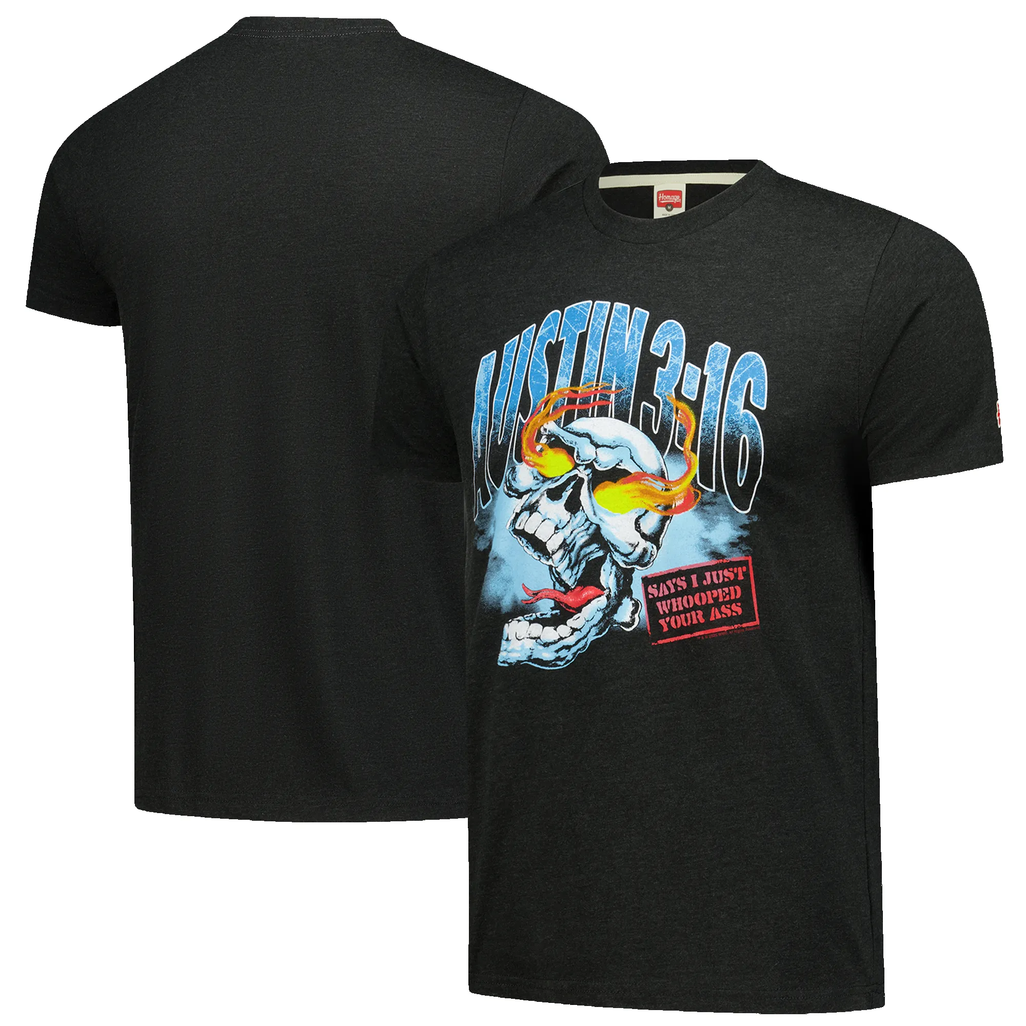 Men's Charcoal "Stone Cold" Steve Austin 3:16 Skull Tri-Blend T-Shirt sold by WWE