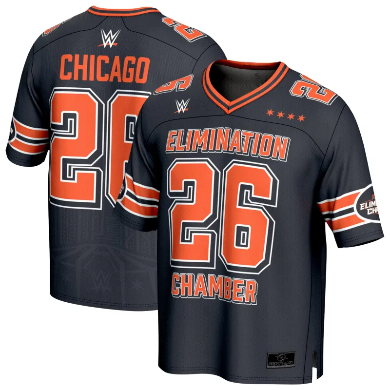 Men's ProSphere Navy WWE 2026 Elimination Chamber Football Fashion Jersey sold by WWE