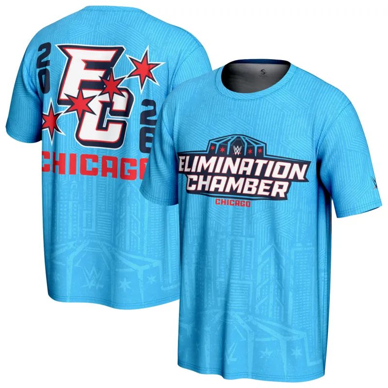 Men's ProSphere Blue WWE 2026 Elimination Chamber T-Shirt made by WWE
