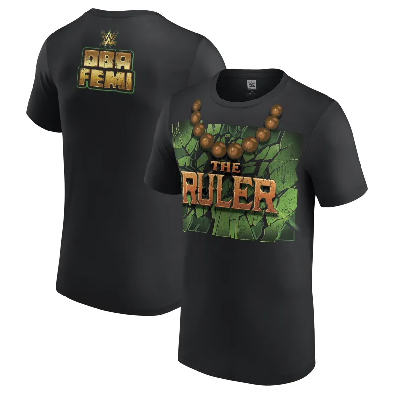 Men's Black Oba Femi The Ruler T-Shirt made by WWE