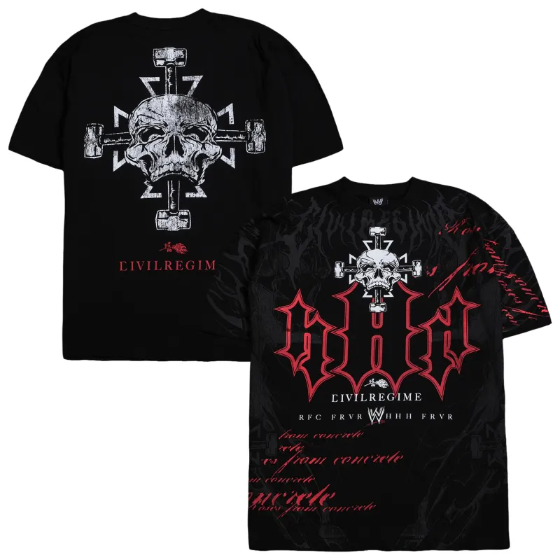 Men's Black Triple H Civil Regime Iron Disciple Boxy T-Shirt made by WWE