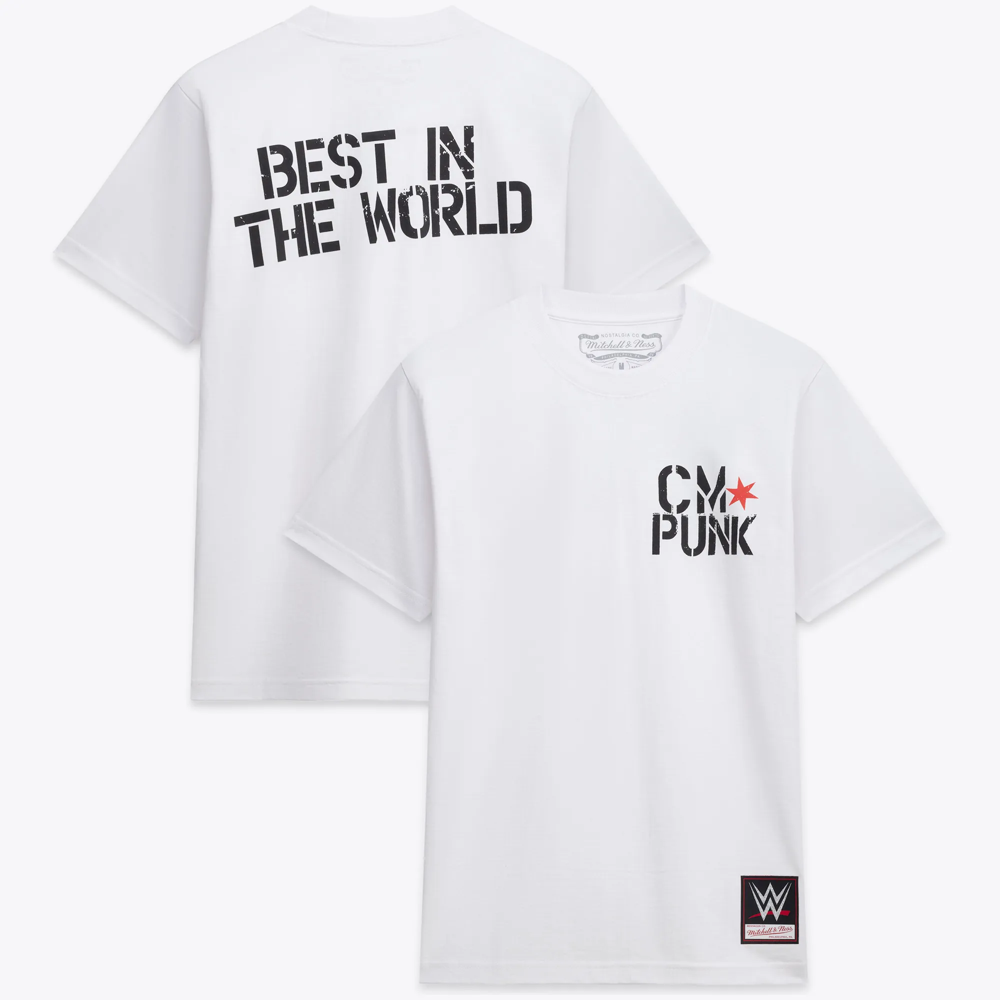 Men's Mitchell & Ness White CM Punk T-Shirt sold by WWE