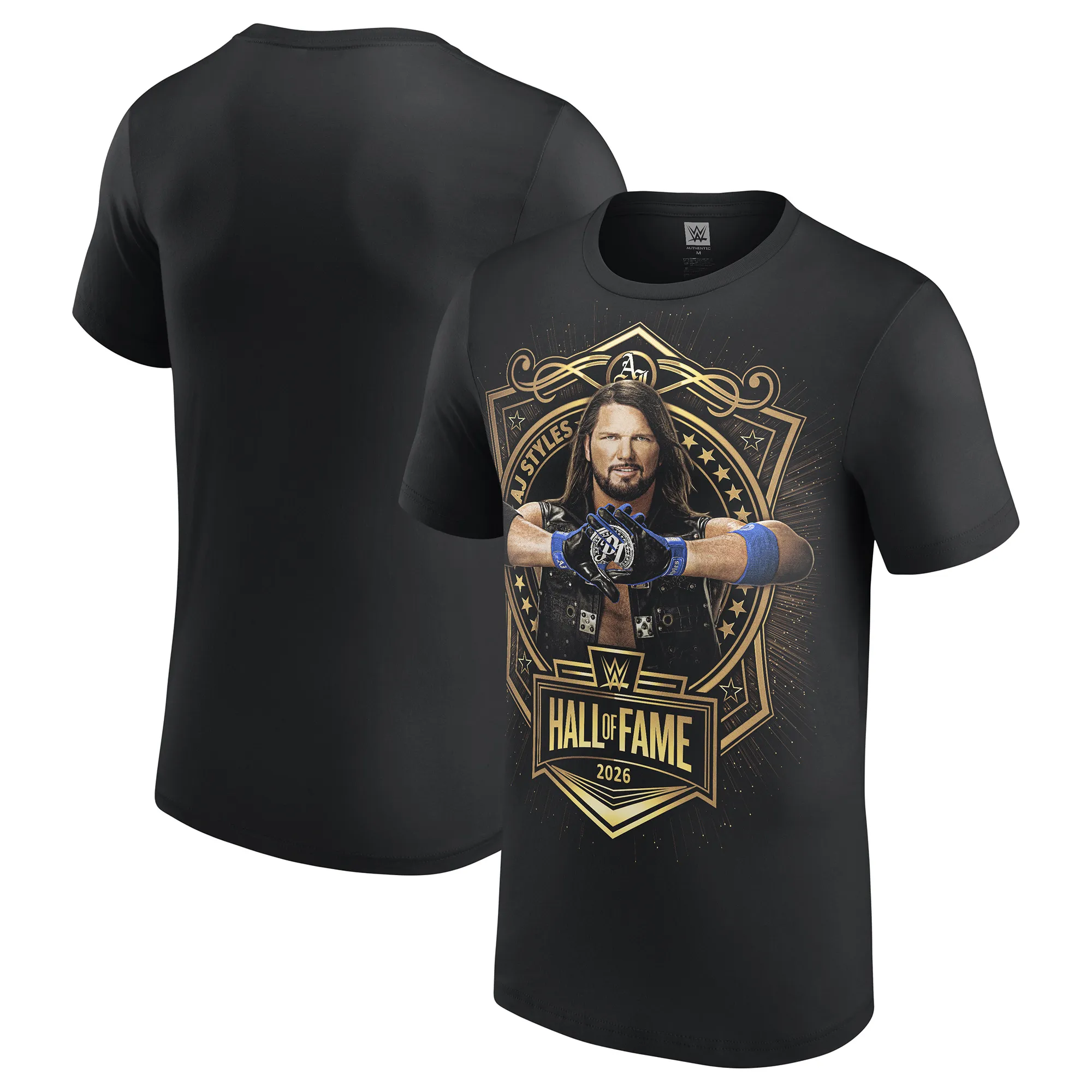 Men's Black AJ Styles WWE Hall of Fame 2026 Inductee T-Shirt sold by WWE