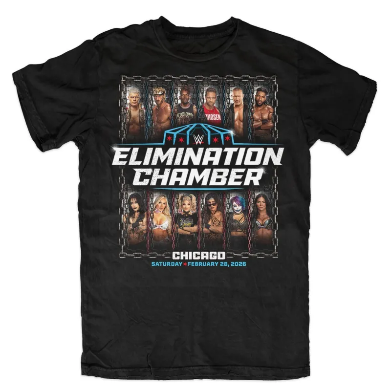 Men's Black WWE 2026 Elimination Chamber Event T-Shirt made by WWE