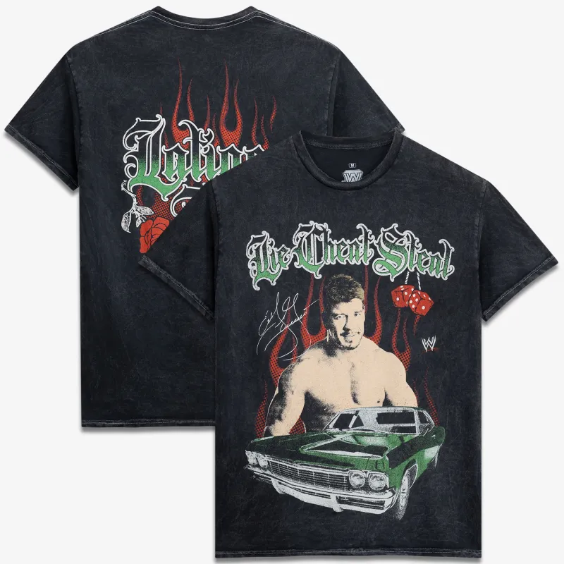 Men's Ripple Junction Black Eddie Guerrero Viva La Raza Lowrider Bootleg Vintage Graphic T-Shirt made by Ripple Junction