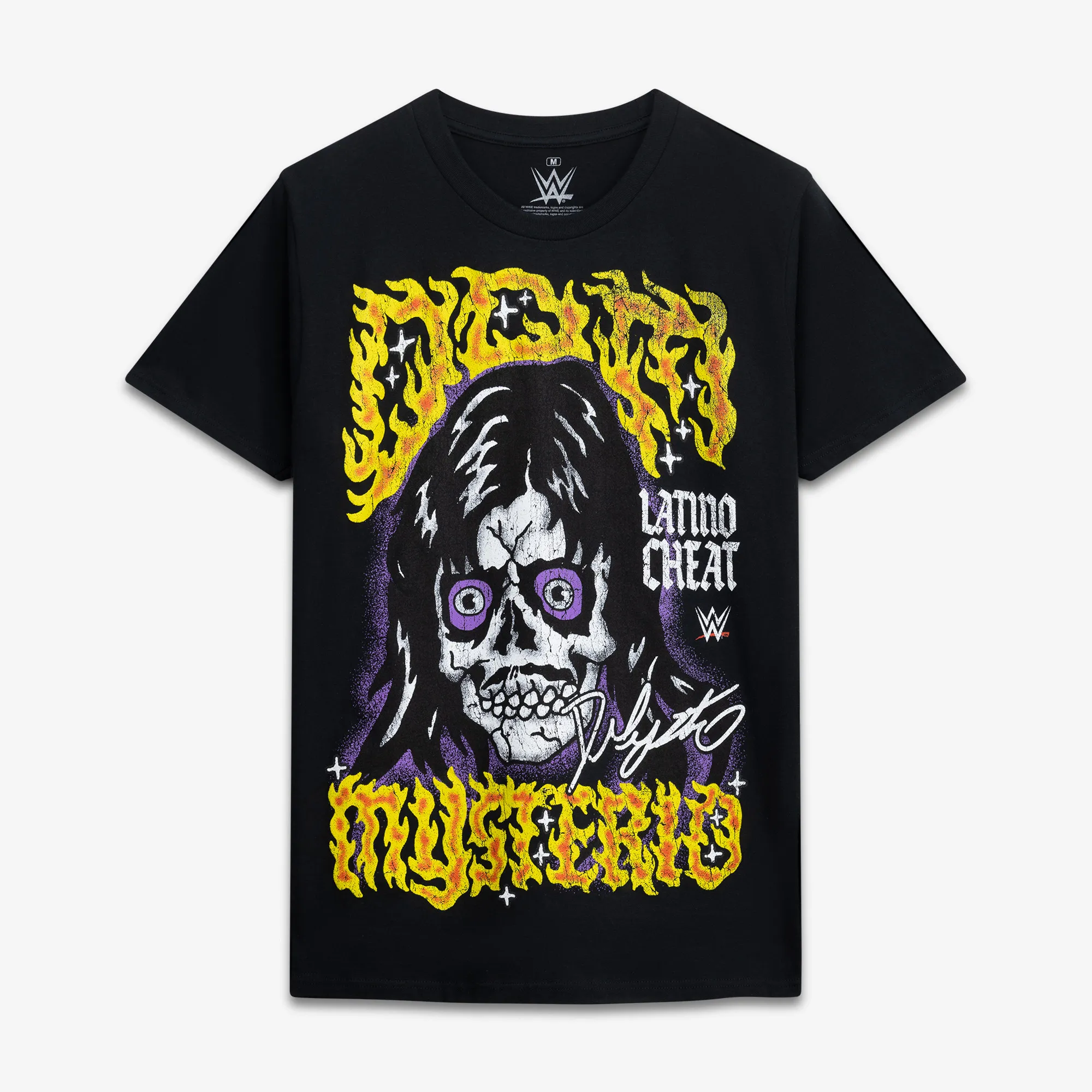 Men's Ripple Junction Black Dominik Mysterio Tattoo Skull Graphic T-Shirt sold by WWE