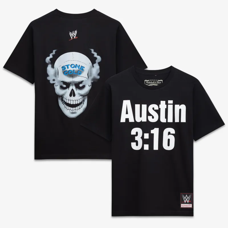 Men's Mitchell & Ness Black "Stone Cold" Steve Austin 3:16 Day Replica T-Shirt made by Mitchell & Ness