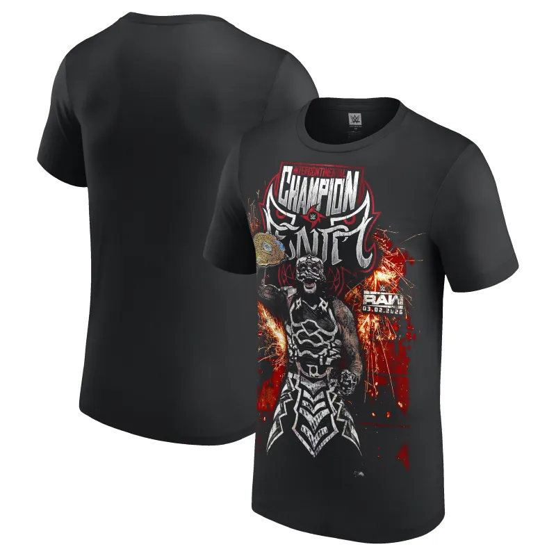 Men's Black Penta Intercontinental Champion T-Shirt made by WWE