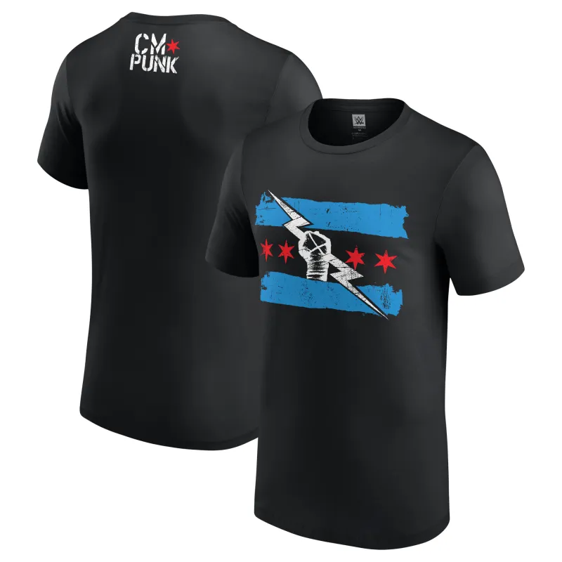 Men's Black Return of CM Punk T-Shirt made by WWE