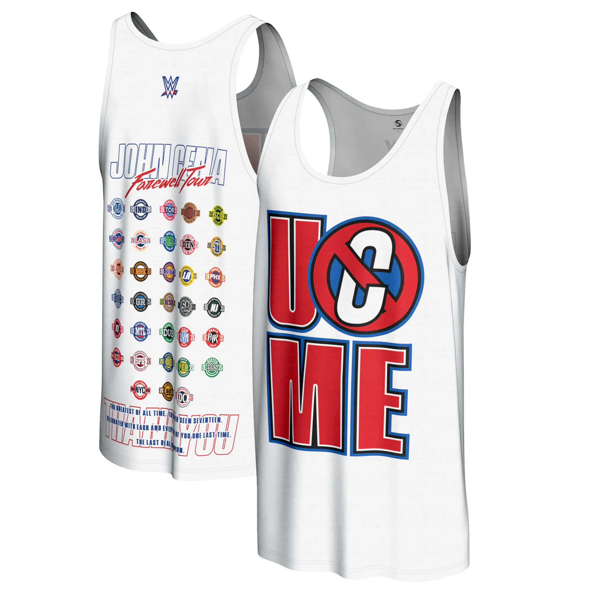 Men's ProSphere White John Cena Thank You Cena Tank Top sold by WWE