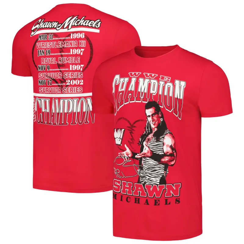 Men's Ripple Junction Shawn Michaels Red WWE World Champion Graphic T-Shirt made by Ripple Junction