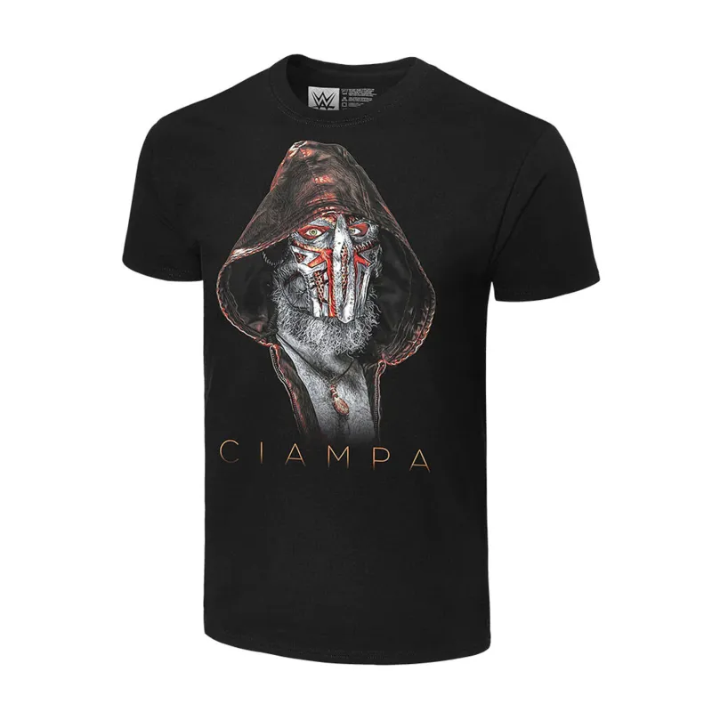 Men's Black Tommaso Ciampa Masked T-Shirt made by WWE