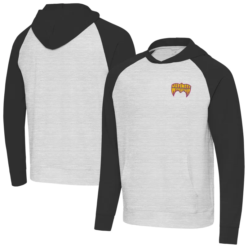 Men's Antigua Black/Heather Gray The Ultimate Warrior Urgent Hoodie made by Antigua