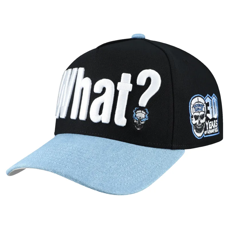 Men's Mitchell & Ness  Black "Stone Cold" Steve Austin What? Denim Pro Pinch Snapback Hat made by Mitchell & Ness