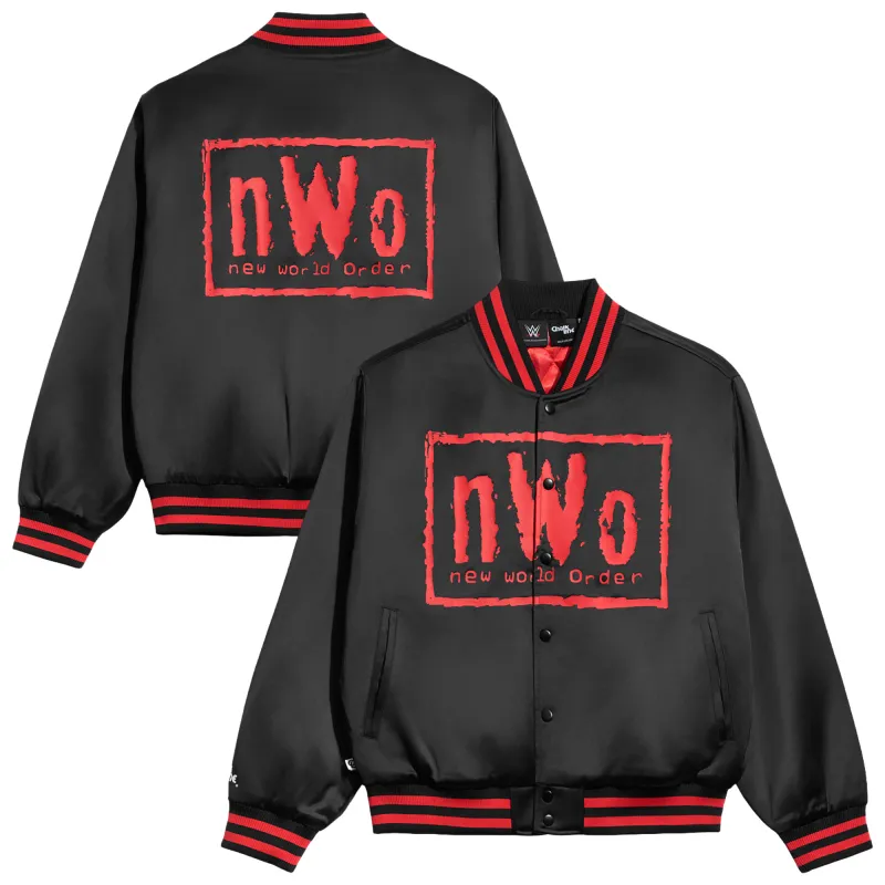 Men's Chalk Line Black nWo Wolfpac Quilted Satin Full-Snap Jacket made by WWE