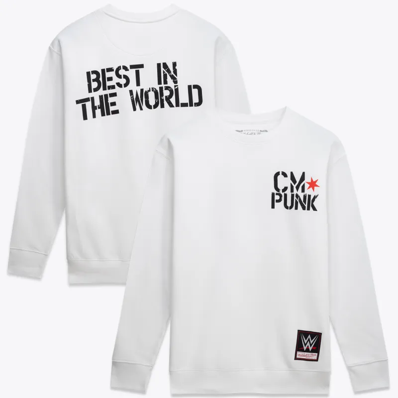 Men's Mitchell & Ness White CM Punk Sweatshirt sold by WWE