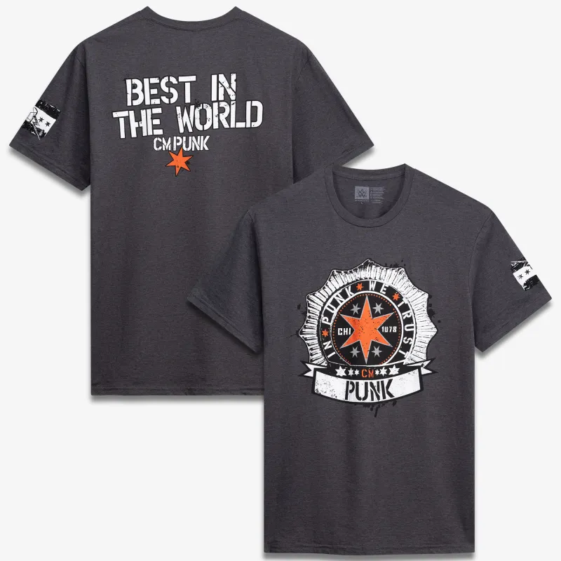 Men's Heather Gray CM Punk In Punk We Trust T-Shirt made by WWE