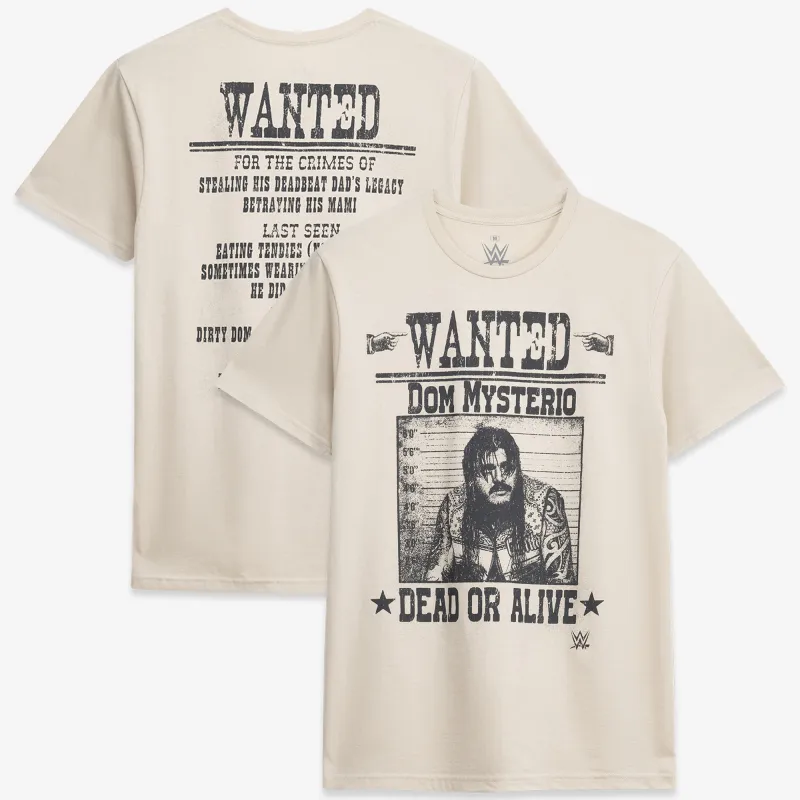 Men's Ripple Junction Tan Dominik Mysterio Wanted Poster Graphic T-Shirt made by Ripple Junction