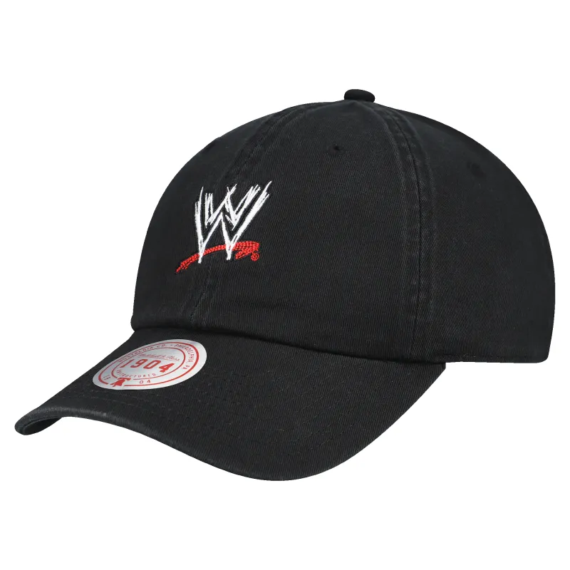 Men's Mitchell & Ness Black WWE Scratch Logo Core Adjustable Hat made by Mitchell & Ness
