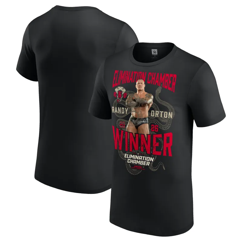 Men's Black Randy Orton Elimination Chamber 2026 Men's Match Winner T-Shirt made by WWE