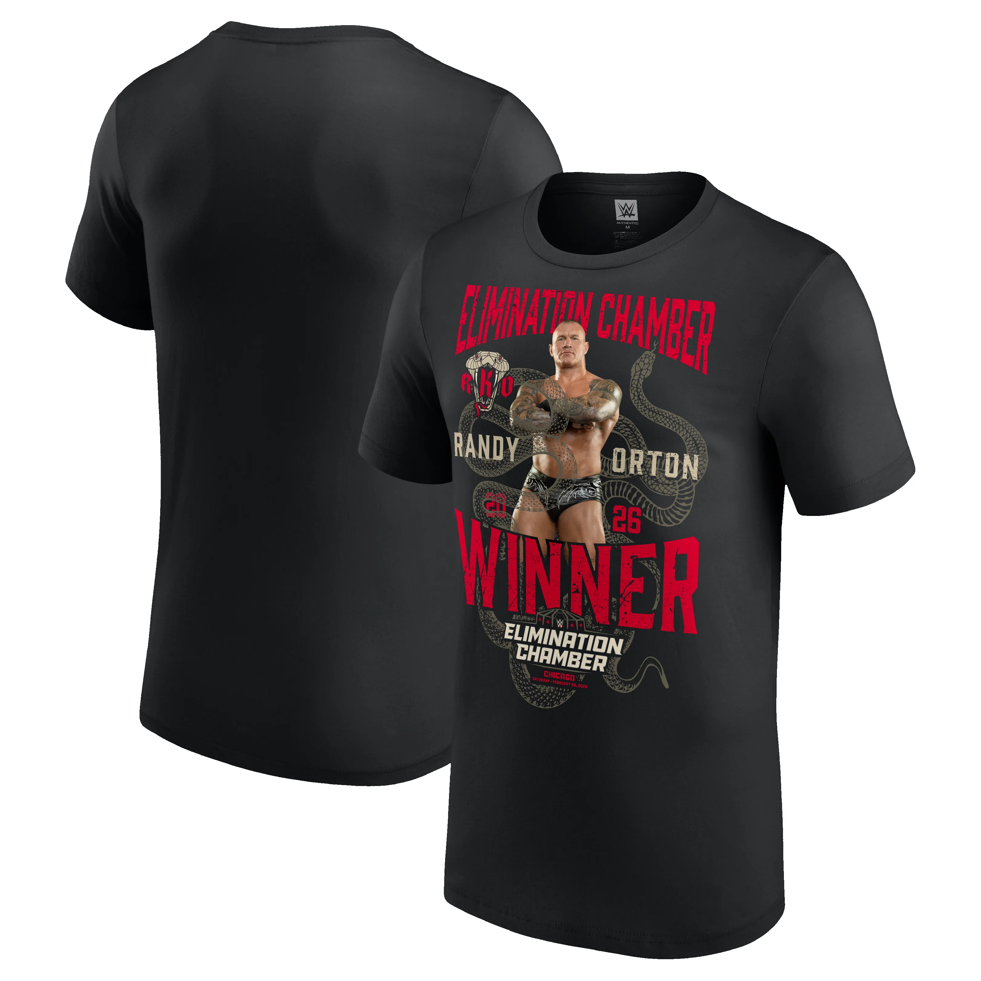 Men's Black Randy Orton Elimination Chamber 2026 Men's Match Winner T-Shirt sold by WWE