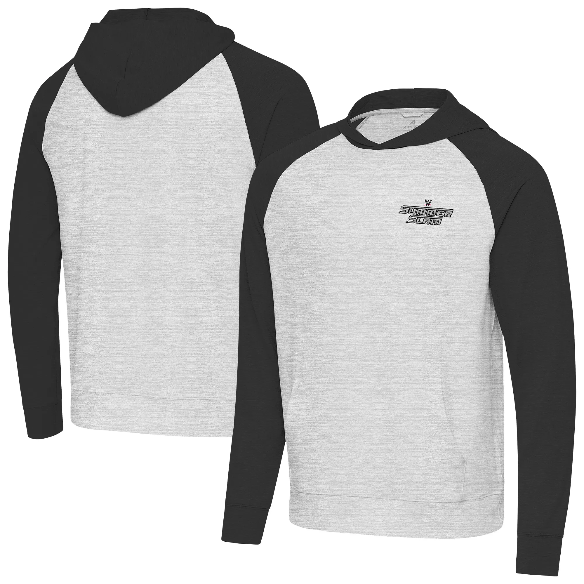 Men's Antigua Black/Heather Gray SummerSlam Urgent Hoodie sold by WWE