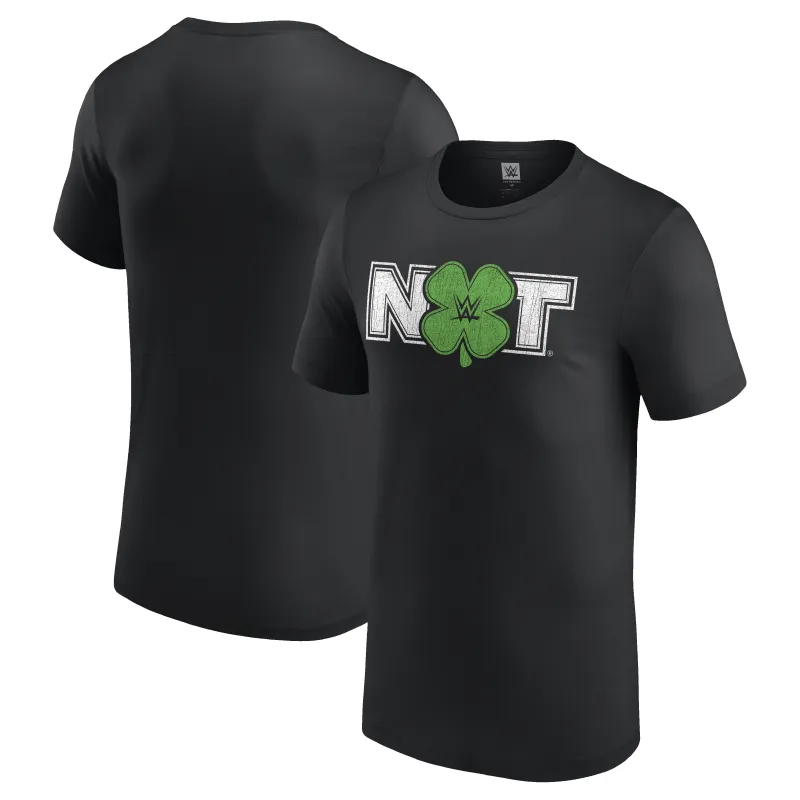 Men's Black NXT Shamrock T-Shirt made by WWE