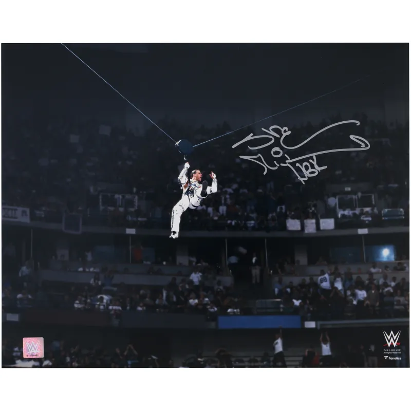 Shawn Michaels WWE Autographed 16" x 20" WrestleMania 12 Entrance Zipline Photograph made by WWE