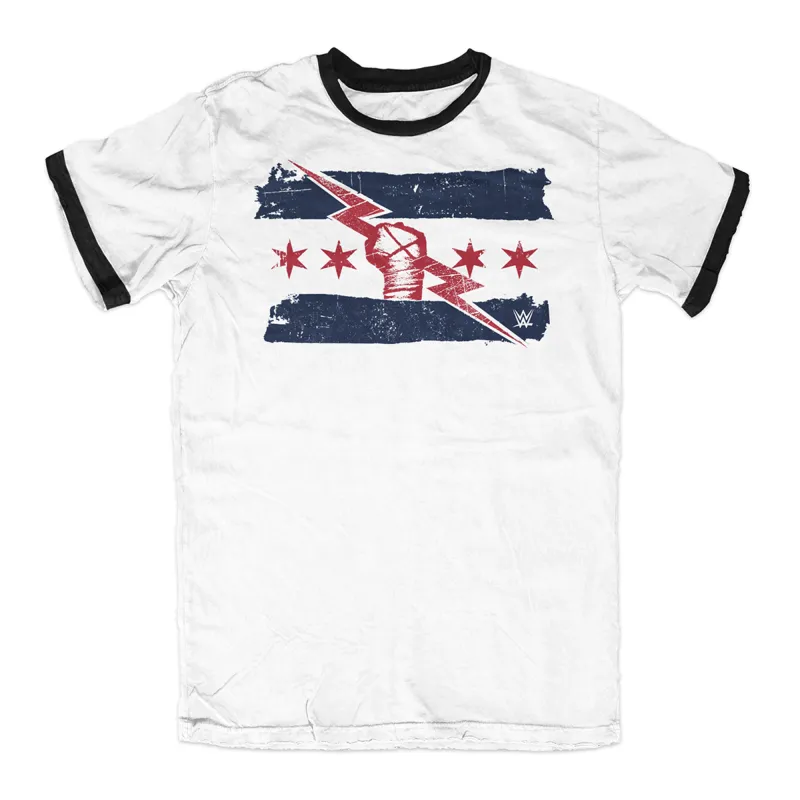 Men's White/Black CM Punk BITW San Antonio Ringer T-Shirt made by WWE
