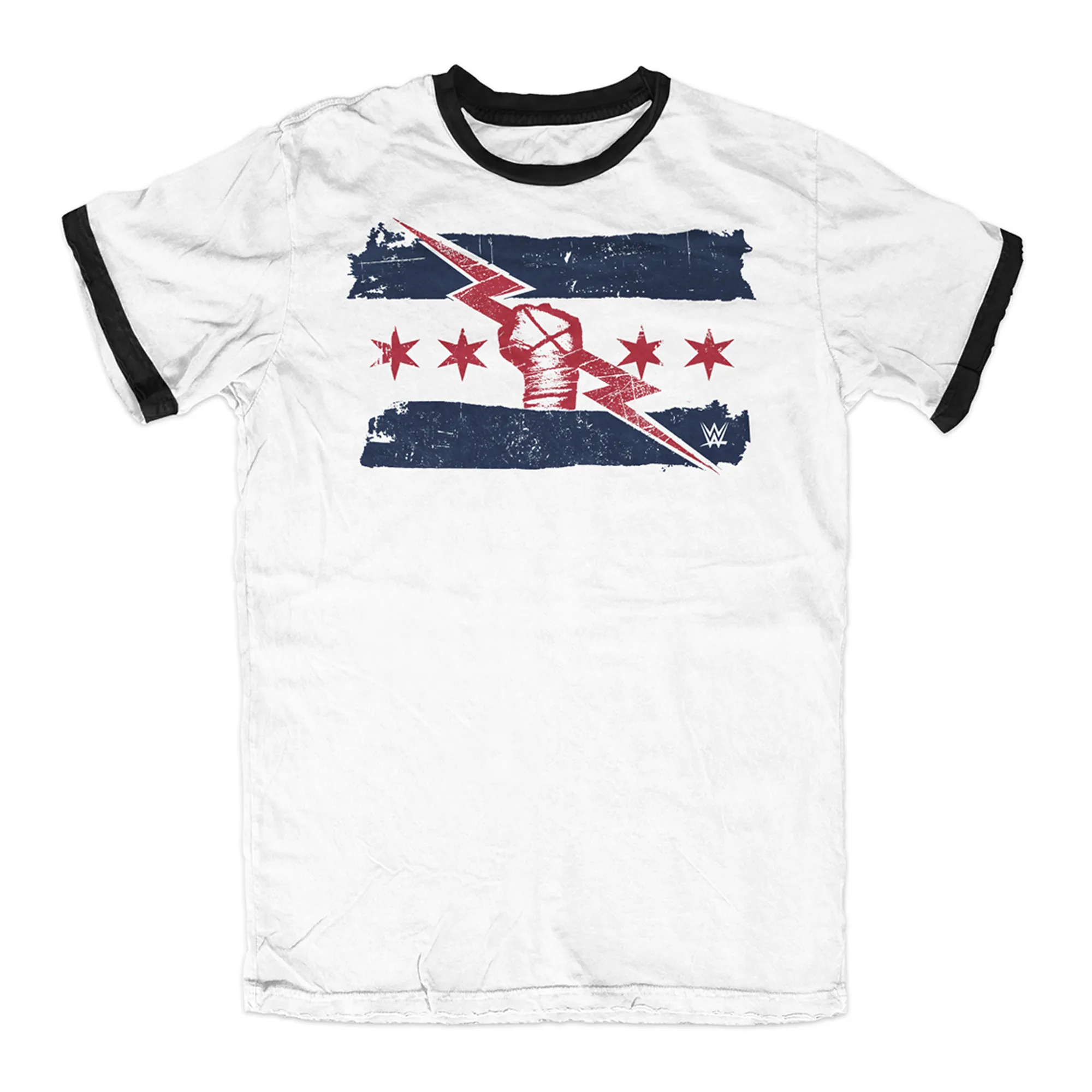 Men's White/Black CM Punk BITW San Antonio Ringer T-Shirt sold by WWE