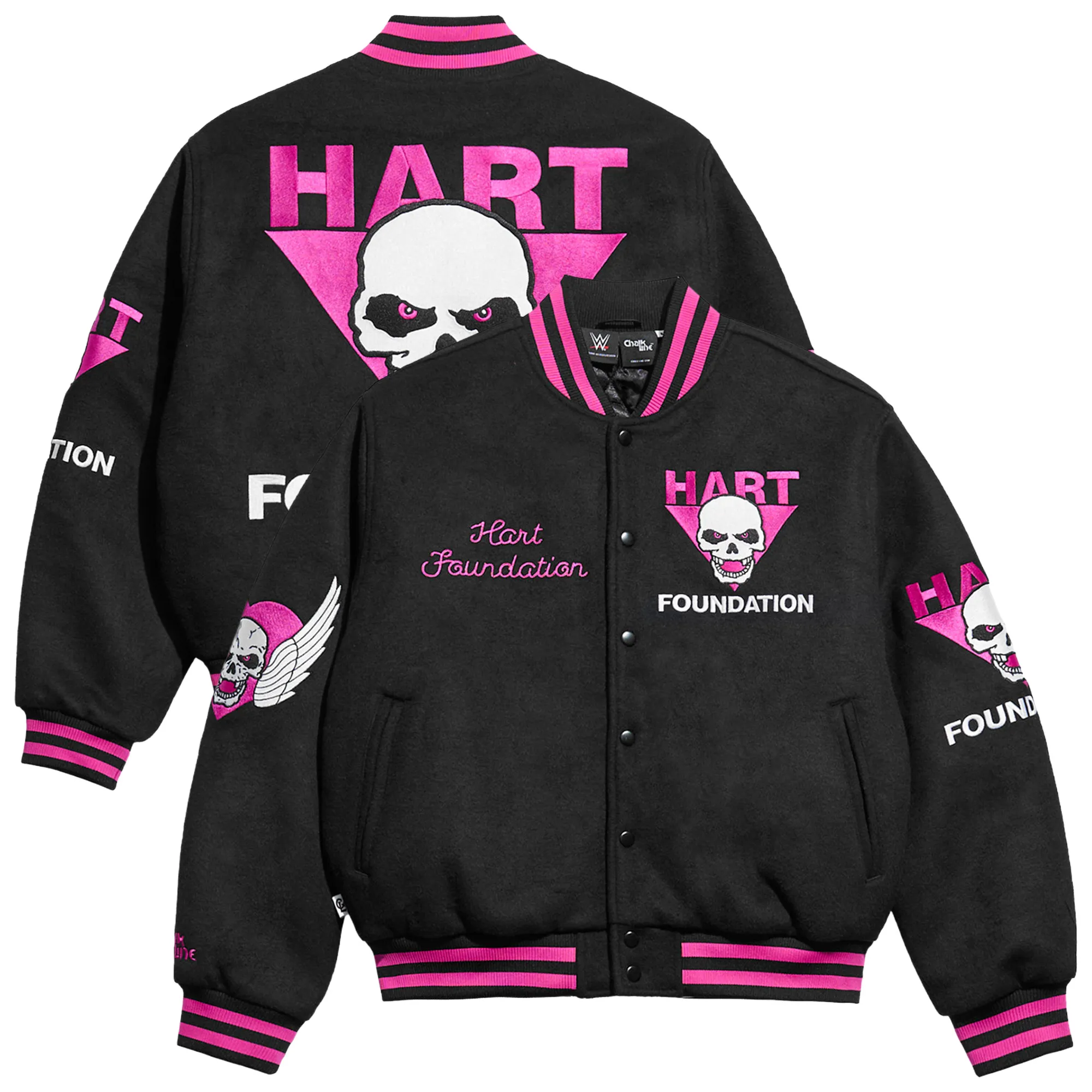 Men's Chalk Line Black Hart Foundation Varsity Full-Snap Jacket sold by WWE