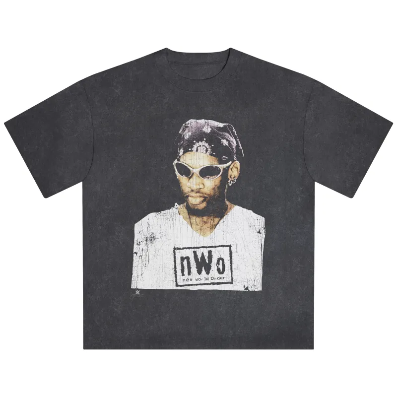 Men's Heather Black Dennis Rodman Icon Snow Wash T-Shirt made by WWE