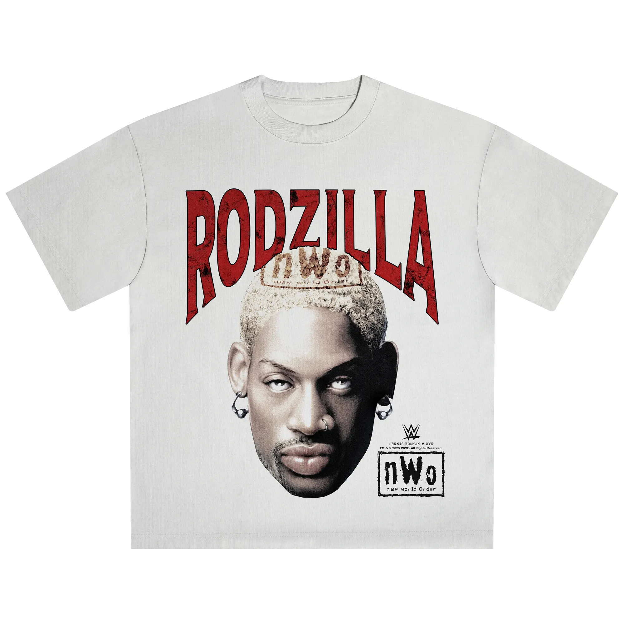 Men's White Dennis Rodman Grail T-Shirt sold by WWE