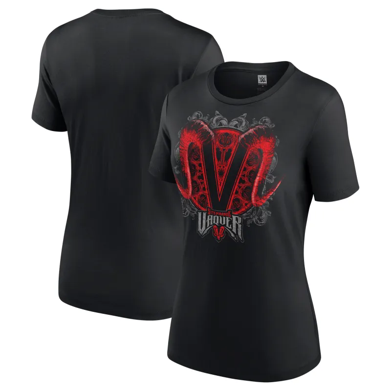 Women's Black Stephanie Vaquer V Logo T-Shirt made by WWE