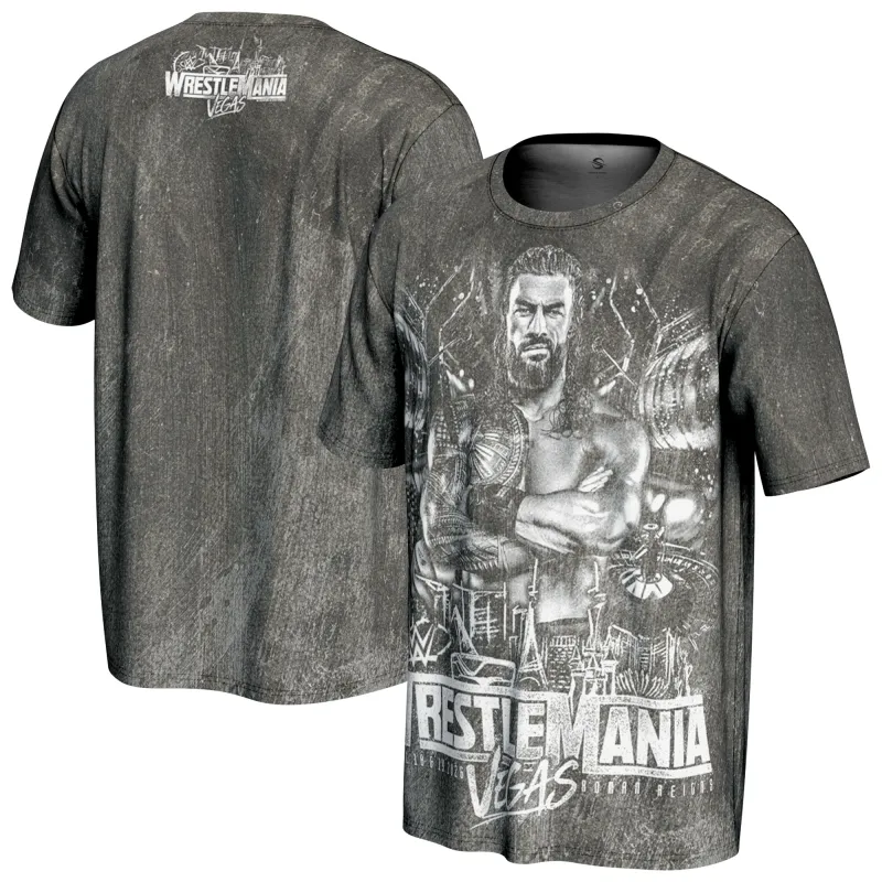 Men's ProSphere Black Roman Reigns WrestleMania 42 Superstar T-Shirt made by WWE