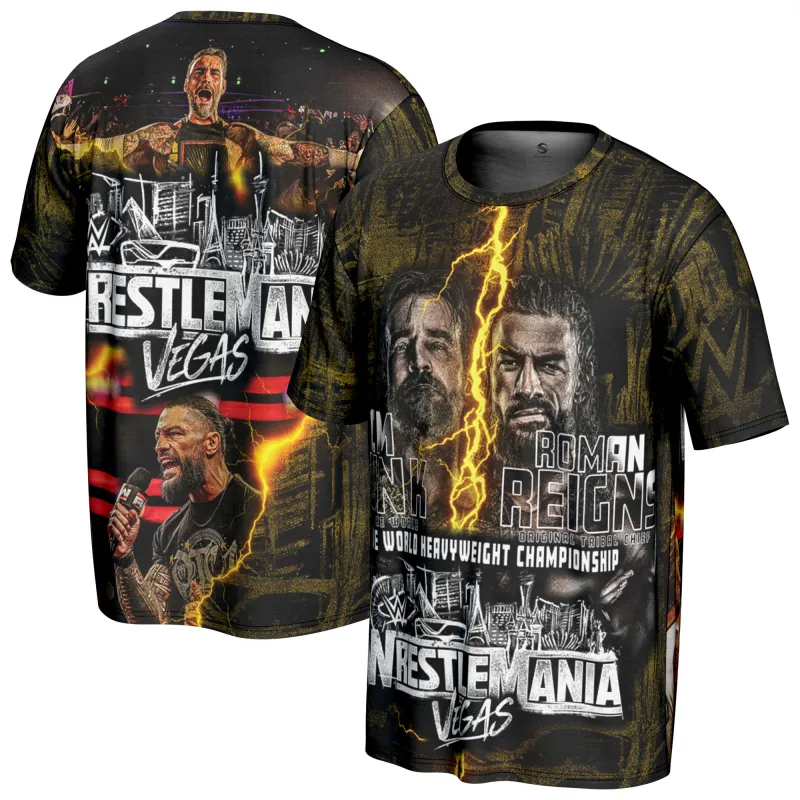 Men's ProSphere Black WrestleMania 42 Keyart T-Shirt made by WWE