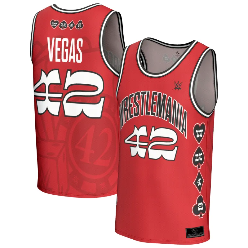 Men's ProSphere Red WrestleMania 42 Basketball Fashion Jersey made by WWE